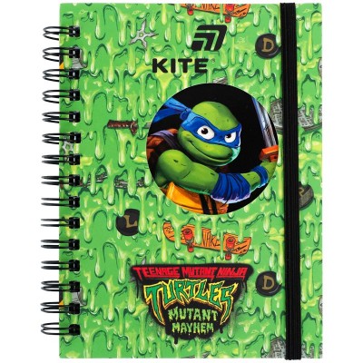 Блокнот на пружине с фигурной вырубкой, клетка Ninjia Turtles А6, 80л