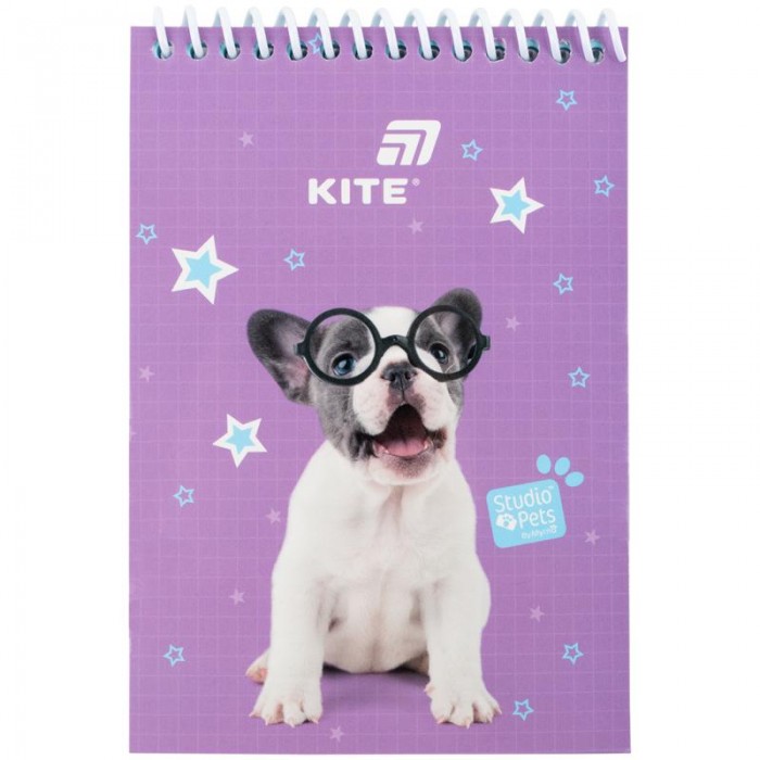 Блокнот на пластиковій пружині А6-, 48арк. нелінов., Studio Pets