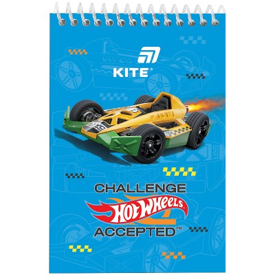 Блокнот на пластиковій пружині А6-, 48арк. нелінов., Hot Wheels