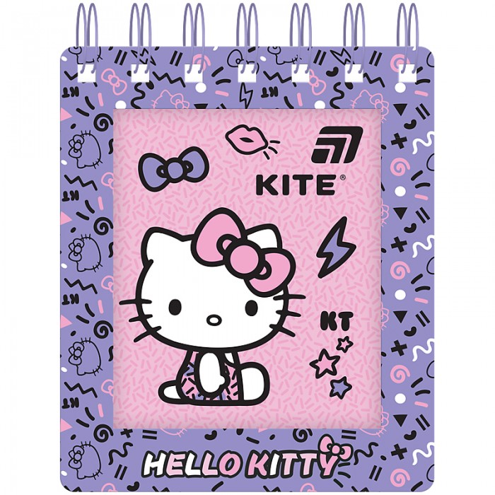 Блокнот на пружині з фігурною вирубкою, клітинка Hello Kitty 105х125мм, 80арк