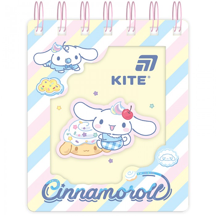 Блокнот на пружині з фігурною вирубкою, клітинка Cinnamoroll 105х125мм, 80арк