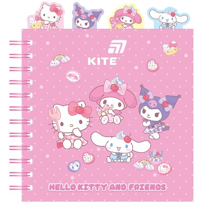 Блокнот с разделителями на спирали Hello Kitty 155х166мм, 80л., клетка