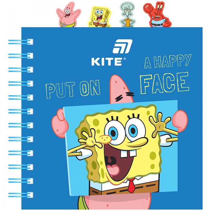 Блокнот с разделителями на спирали Sponge Bob 155х166мм, 80л., клетка