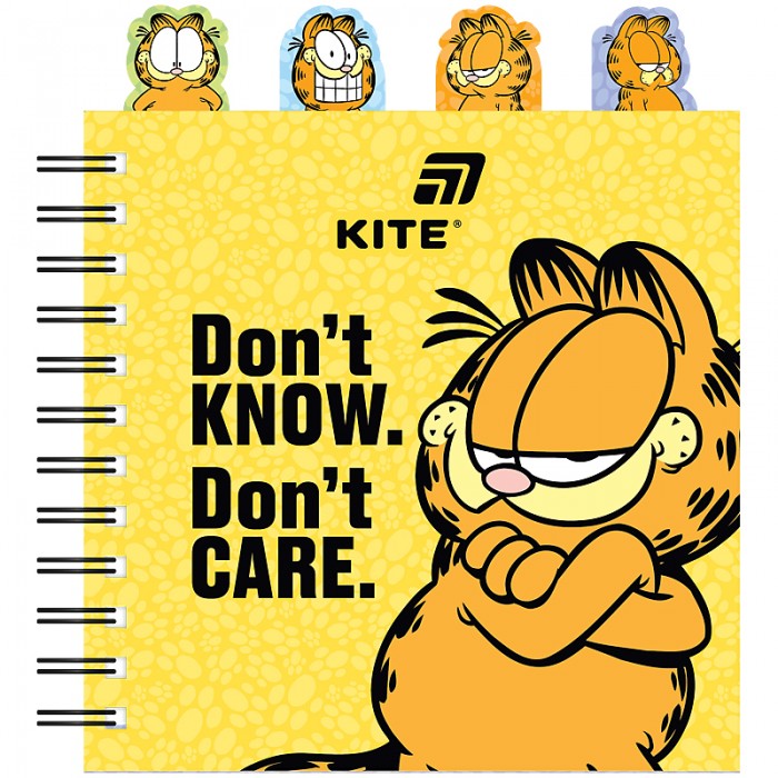 Блокнот с разделителями на спирали Garfield 155х166мм, 80л., клетка