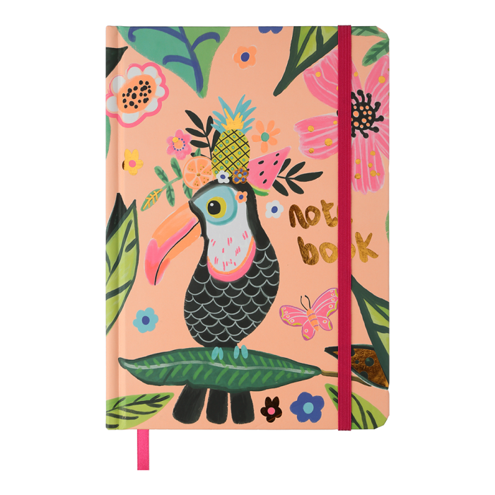 Книга записна на гумці Animals, А5, 96арк. клітинка (персиковий)