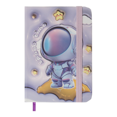Книга записна на гумці Astronaut, А7, 80арк. клітинка (фіолетовий)