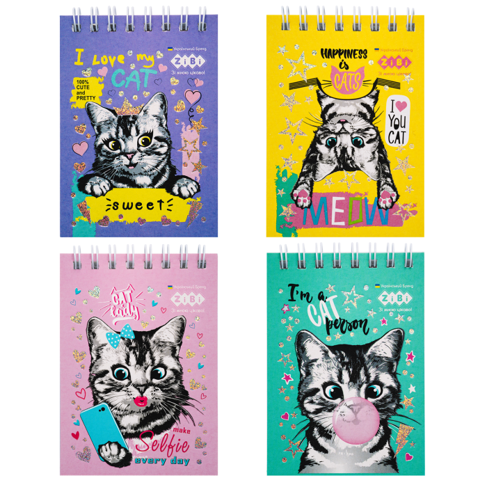 Блокнот Kitty (пружина сверху) А7, 40л. клетка