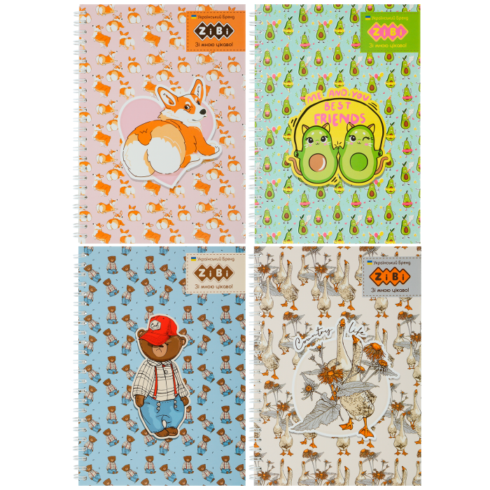 Блокнот на пружині  CUTE kiddy А5, 64арк. клітинка (асорті)