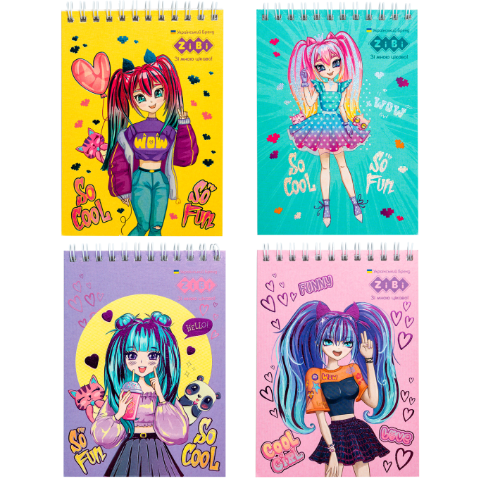 Блокнот на пружині  WOW Trendy А6, 40арк. клітинка (асорті)