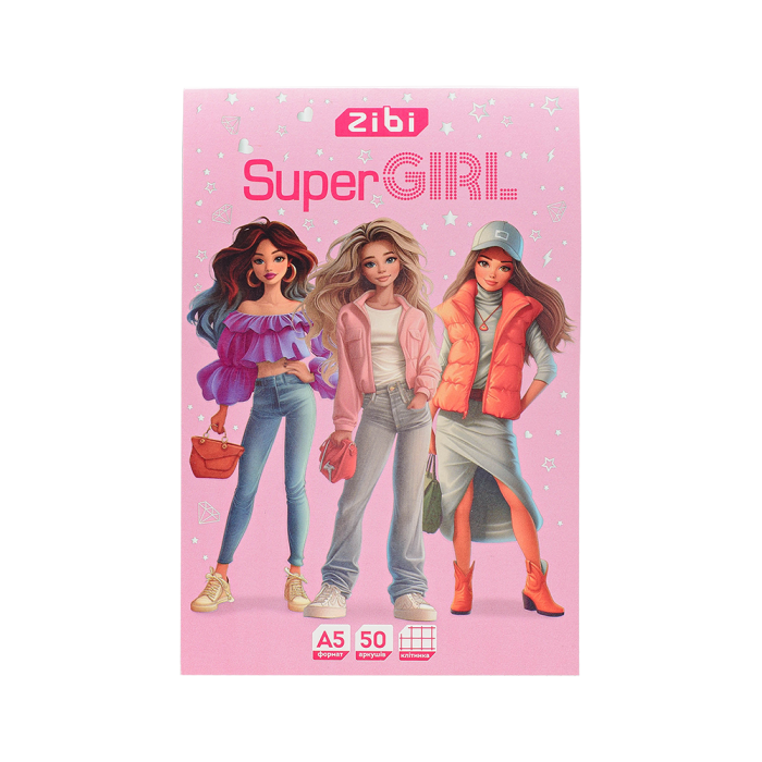 Блокнот-планшет Super Girl, клітинка, А5, 50арк.