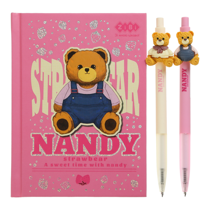 Блокнот Bear Toy А6, 64арк. клітинка +2 кулькові авт. ручки KIDS Line