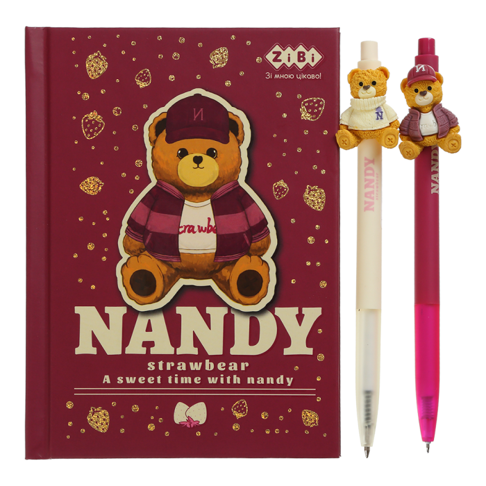 Блокнот Bear Toy А6, 64арк. клітинка +2 кулькові авт. ручки KIDS Line