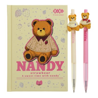 Блокнот Bear Toy А6, 64л. клетка +2 шариковые авт. ручки KIDS Line