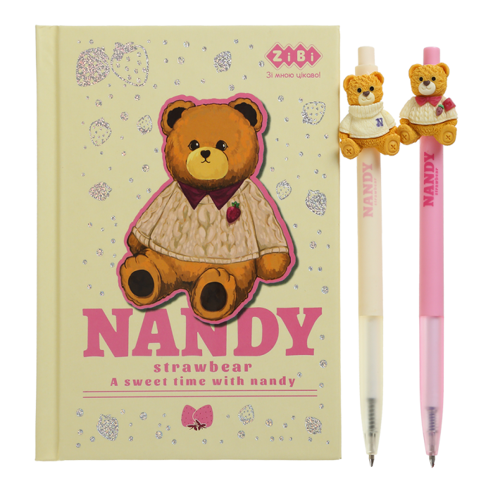 Блокнот Bear Toy А6, 64арк. клітинка +2 кулькові авт. ручки KIDS Line