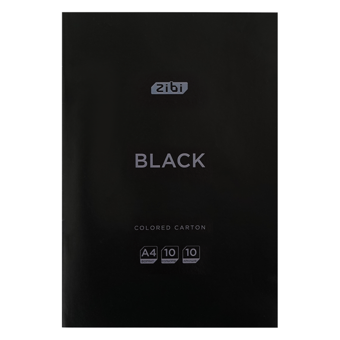 Набор цветного картона Black А4, 10цв, 10л