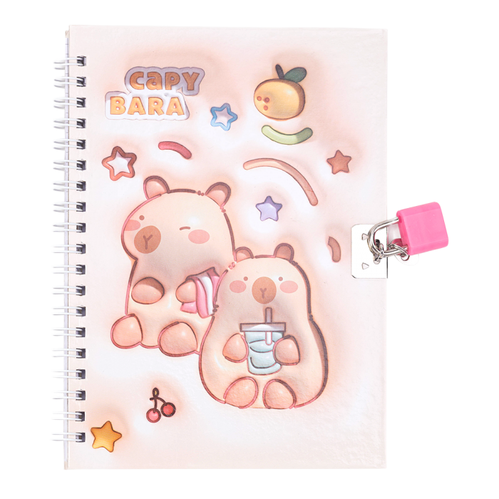 Блокнот Capybara 2 із замком В6, 48арк, клітинка (асорті)