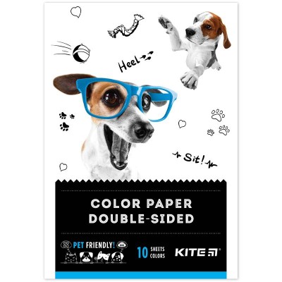 Набор цветной двусторонней бумаги Kite Dogs А5, 10цв. 10л.
