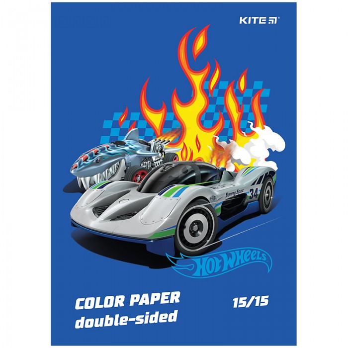 Набор цветной двусторонней бумаги Hot Wheels А4, 15цв. 15л.