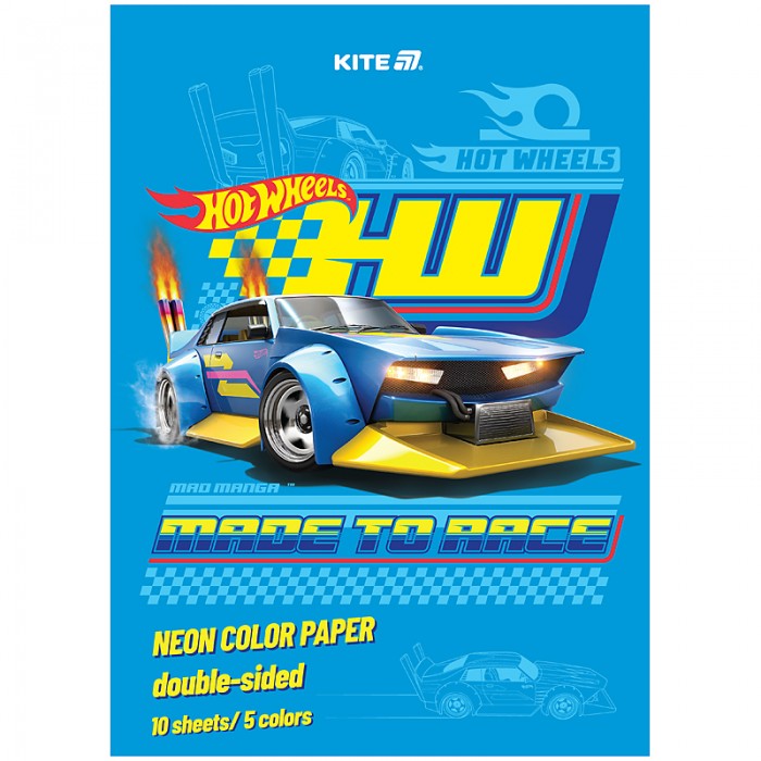 Набор цветной бумаги Hot Wheels А4, 5цв. 10л.