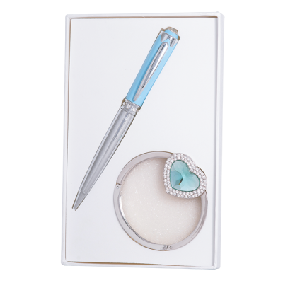 Набор подарочный Crystal: ручка шариковая + крючок для сумки (синий) LS.122028-02