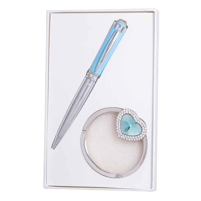 Набір подарунковий Crystal: ручка кулькова + гачок для сумки (синій) LS.122028-02