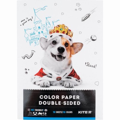 Набор цветной двусторонней бумаги Dogs А4,15цв. k22-250-1