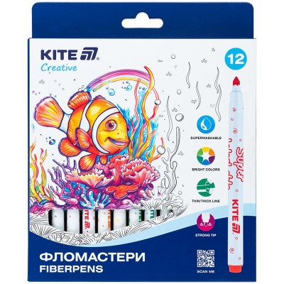 Фломастери Superwashable Creative (12 кольорів) 