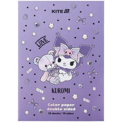 Набор цветной двусторонней бумаги Kuromi А4 15цв. 15л.