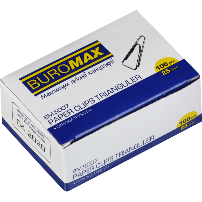 Скріпки канцелярські, 25мм (трикутні) bm.5007