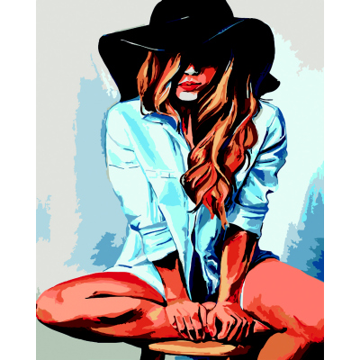 Картина за номерами Чорний капелюх 40х50см. Art Line
