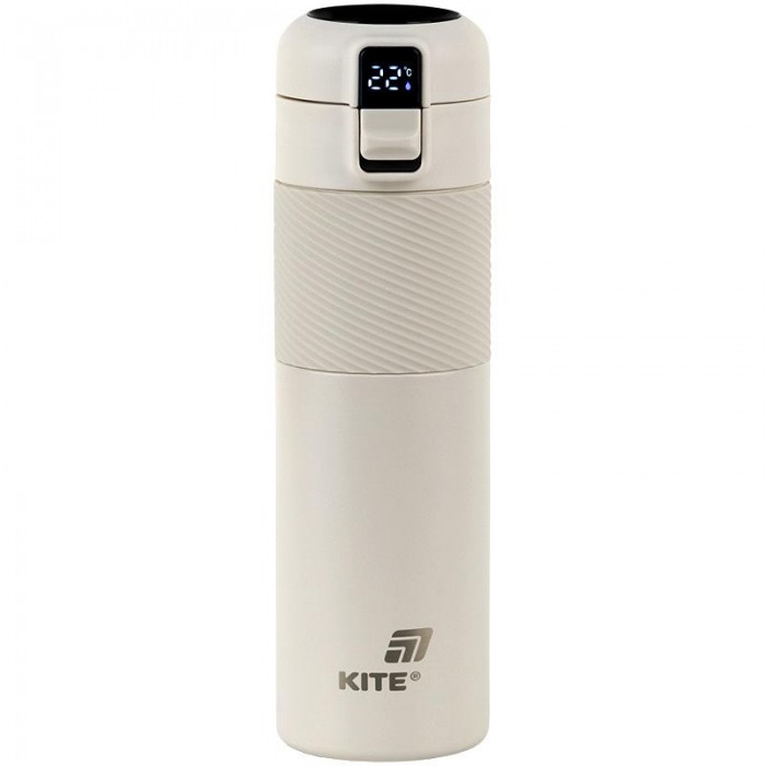 Термос із термодатчиком 450мл (бежевий) 