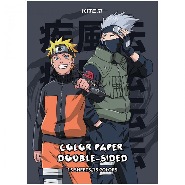 Набір кольорового паперу Naruto А4, 15кол. 15арк.