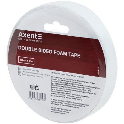 Скотч двосторонній на спіненій основі 18ммх2м. 3114-a