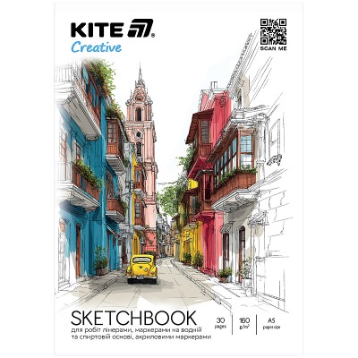 Скетчпад для работ маркерами Creative А5 (30 листов) 