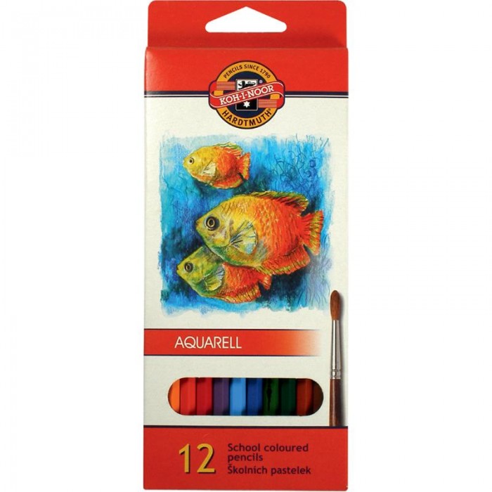 Олівці кольорові акварельні MONDELUZ Рибки (12кол) 