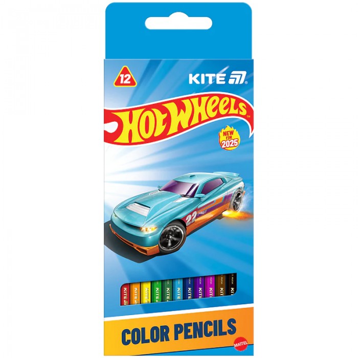 Олівці кольорові (12 кольорів) Hot Wheels