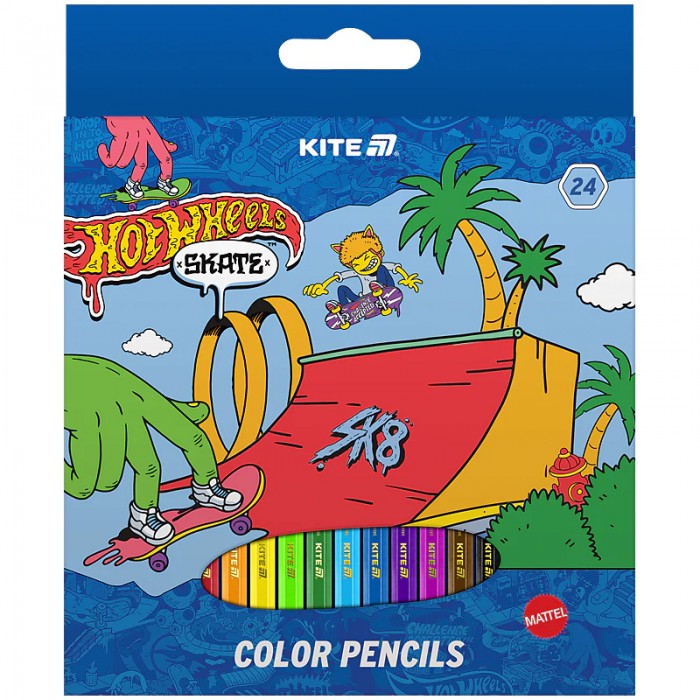 Олівці кольорові (24 кольори) Hot Wheels