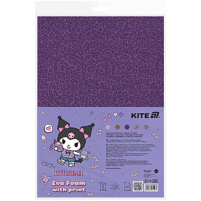 Фоамиран цветной с принтом А4, 5л. 5цв. 2мм. Kuromi