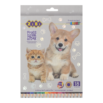 Карандаши цветные Собаки и коты (18 цветов) ZB.2428