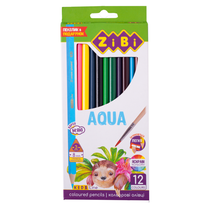 Олівці кольорові акварельні AQUA (12 штук) ZB.2475