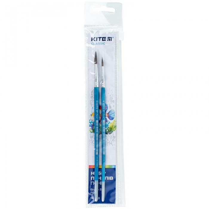 Набор из 2-х кистей, пони круглая, в PVC пенале, №4,8