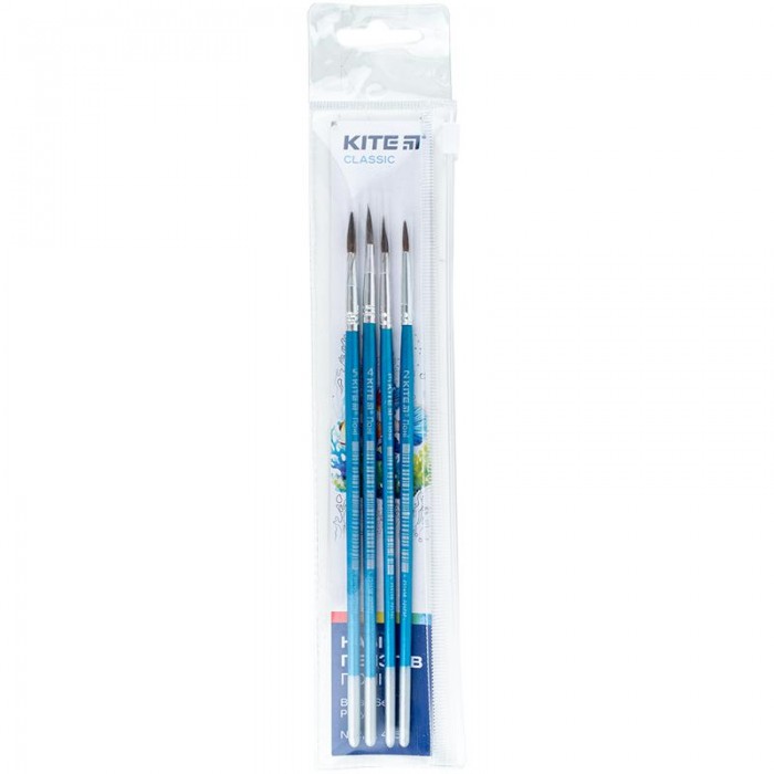 Набор из 4-х кистей, пони круглая, в PVC пенале,  №2,3,4,5