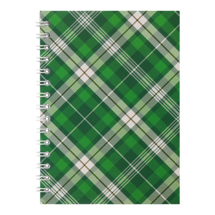 Блокнот Шотландка А6, 48л. (боковая спираль) зеленый