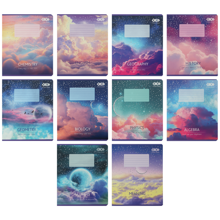 Зошит предметний Clouds 36арк. (10шт/8 предметів в наборі)