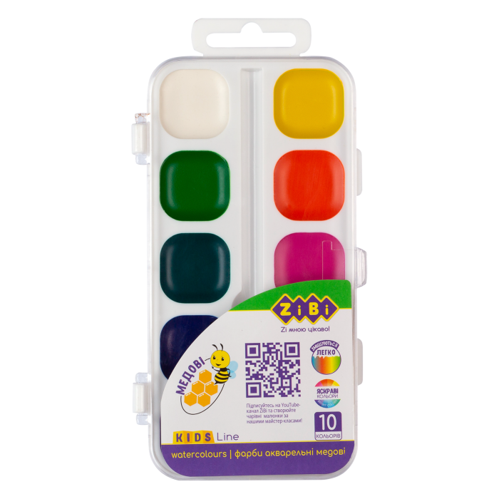 Акварель (10 кольорів, білий пластиковий пенал) ZB.6543-10