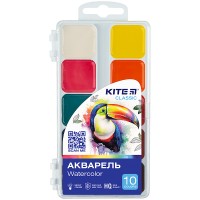 Акварель полусухая Kite Classic (10 цветов, пластиковый пенал) k-060