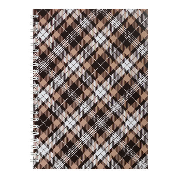 Тетрадь канцелярская Шотландка А5, 48 листов, коричневый (боковая спираль) BM.2591-18