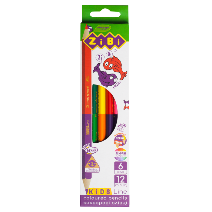 Карандаши цветные двусторонние Double Kids Line (12 цветов) ZB.2462