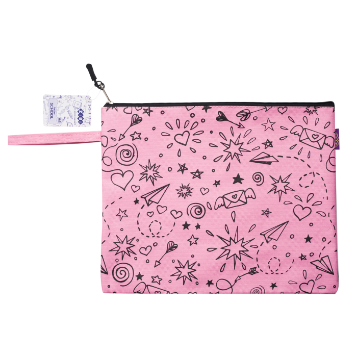 Папка School А4 (33x24x1см) на блискавці (рожевий)