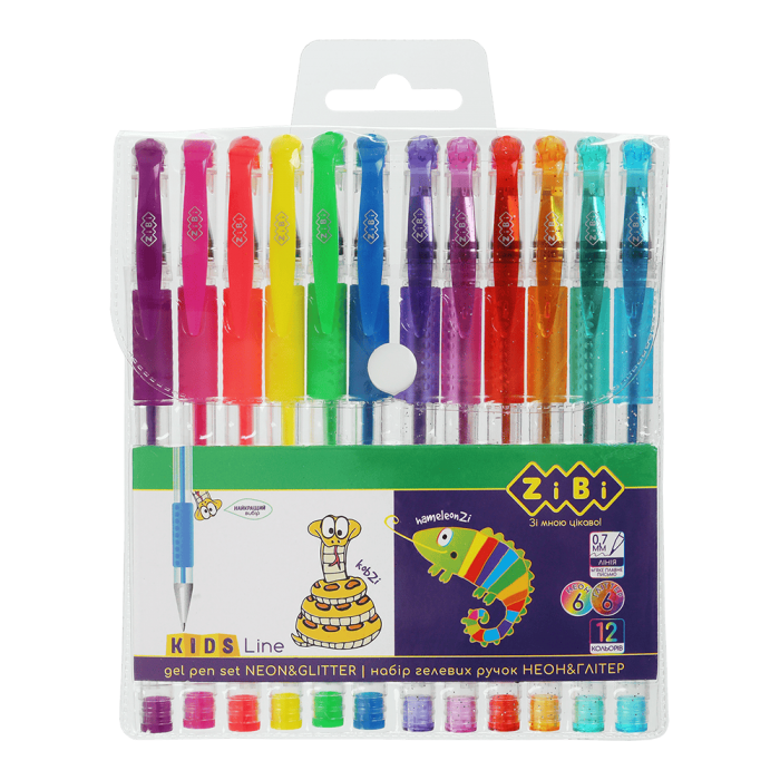 Набор из 12-ти гелевых ручек Neon+Glitter  ZB.2204-99